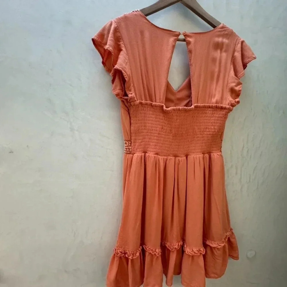 Sincerely Jules || Women's Embroidered and Ruffled Cap Sleeve Smocked Back Large - Picture 5 of 7